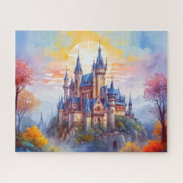 Eine alte magische Burg im Morgennebel Puzzle