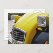 Eine alte schwarz-gelbe Citroen 2CV 2 CV, Detail Postkarte (Vorne/Hinten)