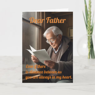 Eine alte Vater-Lese-einen-Brief-Grußkarte Feiertagskarte