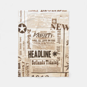 Eine alte Zeitungsdruck-Typografie aus der Vergang Fleecedecke