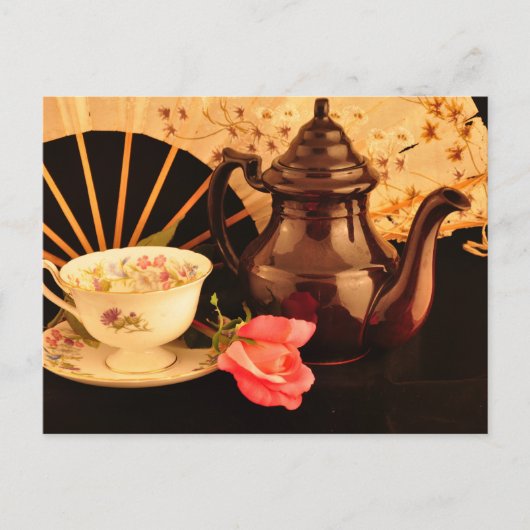 Eine altmodische Tea Time Post Card Postkarte (Vorderseite)