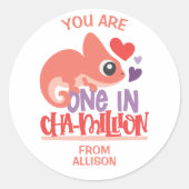 Eine am Valentinstag von Chameleon Runder Aufkleber (Vorderseite)