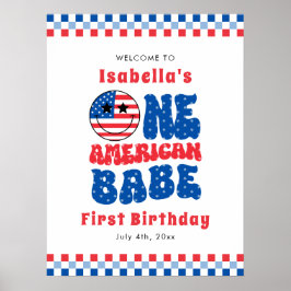 Eine amerikanische Babe 4. Juli erste Geburtstagsp Poster