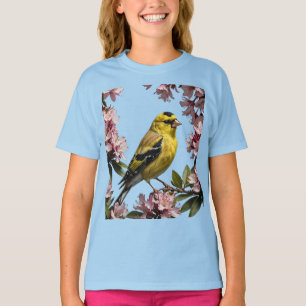 Eine amerikanische Goldfinch umgeben von Rhododend T-Shirt