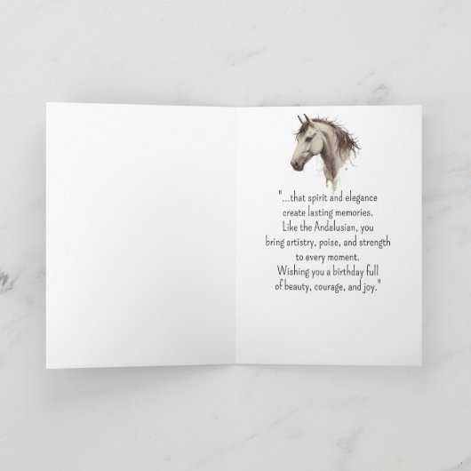 Eine andalusische Pferdepersönlichkeit zum Geburts Karte (Innenseite)