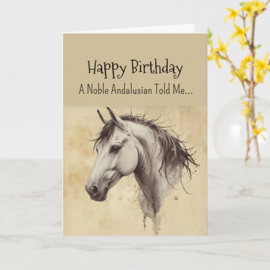 Eine andalusische Pferdepersönlichkeit zum Geburts Karte (Gelbe Blume)