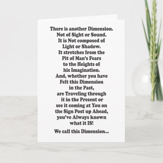 Eine andere Dimension - Meldung im Inneren Karte (Vorderseite)