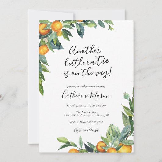 Eine andere kleine Süsse Orange Babydusche Einladung (Vorderseite)