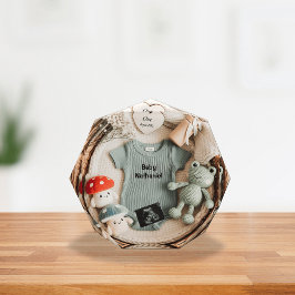 Eine Ankündigung für eine Korbschwangerschaft Fotoblock