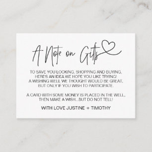 Eine Anmerkung über die Geschenke, die wohles Begleitkarte