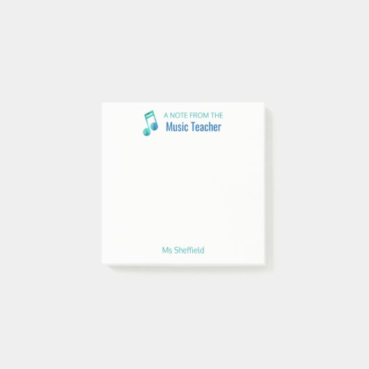 Eine Anmerkung vom Musik-Lehrer-personalisierten Post-it Klebezettel (Vorderseite)