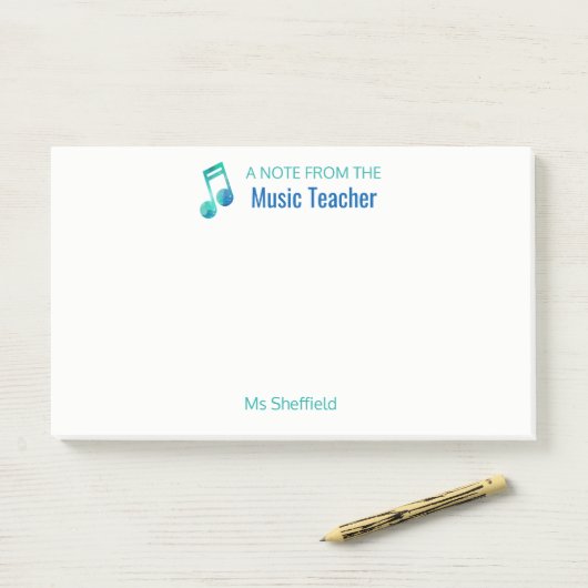 Eine Anmerkung vom Musik-Lehrer-personalisierten Post-it Klebezettel (Auf Schreibtisch)