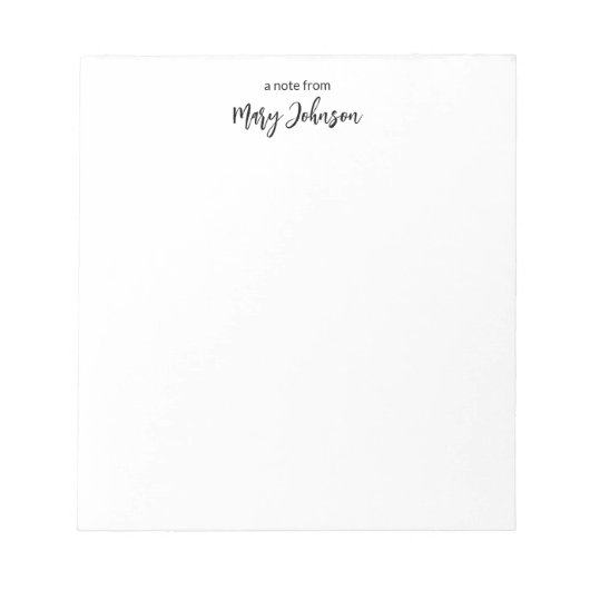 eine Anmerkung von Schwarz und Weiß, Ihre Namensvo Notizblock (Vorderseite)