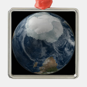 Eine Ansicht der Erde 2 Silbernes Ornament