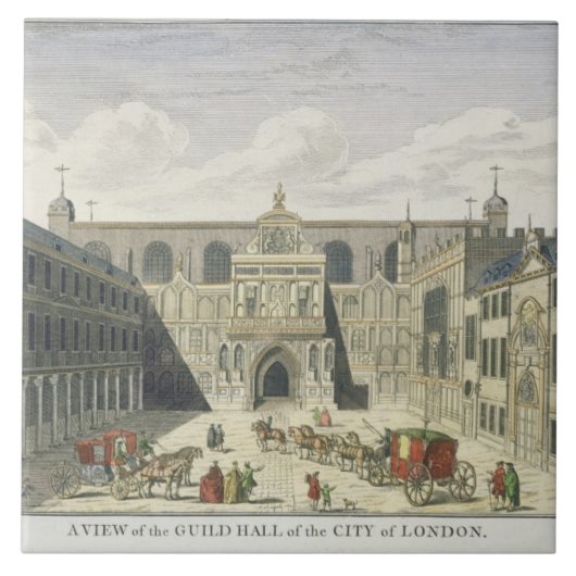 Eine Ansicht der Innung Hall der Stadt von London, Fliese (Vorderseite)