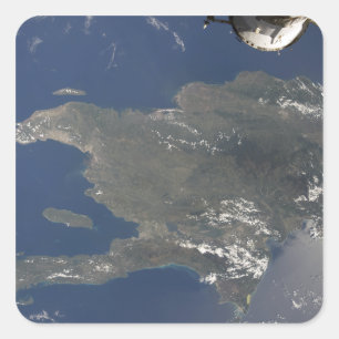 Eine Ansicht der karibischen Insel von Hispaniola Quadratischer Aufkleber