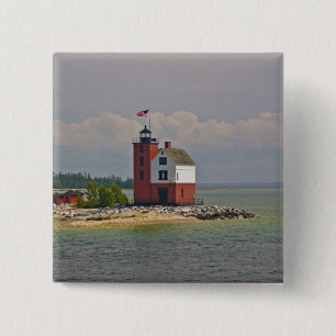 Eine Ansicht der Round Island Light Station. Button