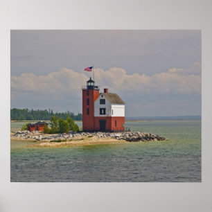 Eine Ansicht der Round Island Light Station. Poster
