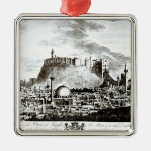 Eine Ansicht der Stadt und des Schlosses von Silbernes Ornament