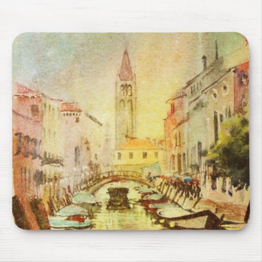 Eine Ansicht des Kanals mit Booten und Gebäude Mousepad (Vorne)