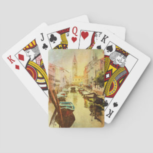 Eine Ansicht des Kanals mit Booten und Gebäuden Spielkarten