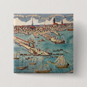 Eine Ansicht des Teils der Stadt von Boston Button