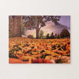 Eine Ansicht durch das Blätter-Puzzlen Puzzle