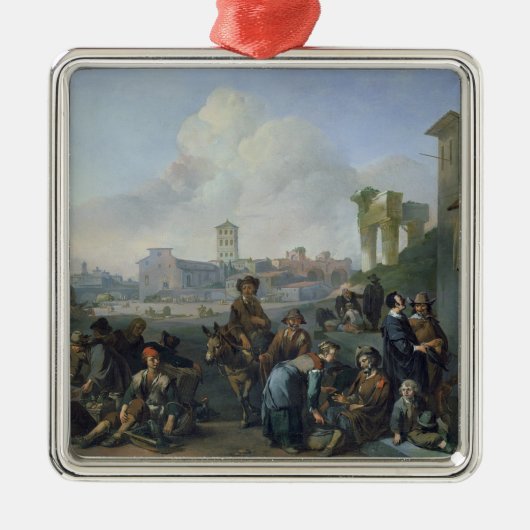 Eine Ansicht in Rom, 1668 Silbernes Ornament (Vorne)