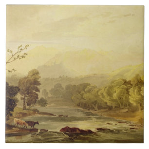 Eine Ansicht über das Brathay nahe Ambleside (w/c Fliese