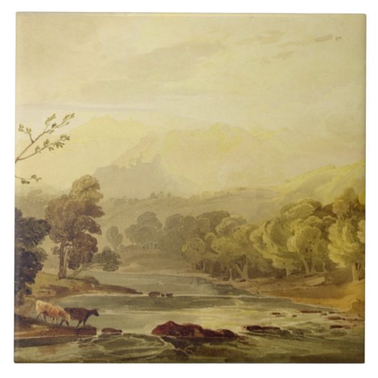 Eine Ansicht über das Brathay nahe Ambleside (w/c Fliese (Vorderseite)