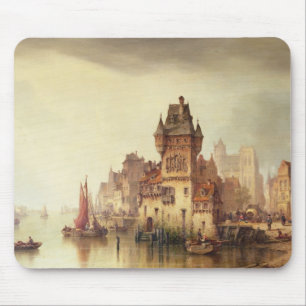 Eine Ansicht über den Fluss, Dordrecht, 1879 (Öl Mousepad