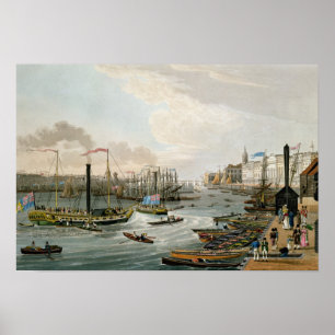 Eine Ansicht von London-Brücke und von Zollamt Poster