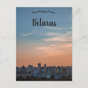 Eine Ansicht von Minsk Belarus bei Sonnenuntergang Postkarte