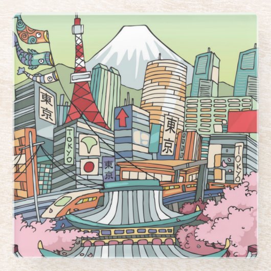 Eine Ansicht von Tokyo Glasuntersetzer (Vorderseite)