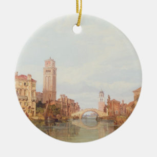 Eine Ansicht von Verona, 1848 (Öl auf Leinwand) Keramikornament