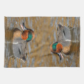 Eine Aquamarine Grauente am Teich Küchentuch (Horizontal)