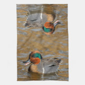 Eine Aquamarine Grauente am Teich Küchentuch (Vertikal)