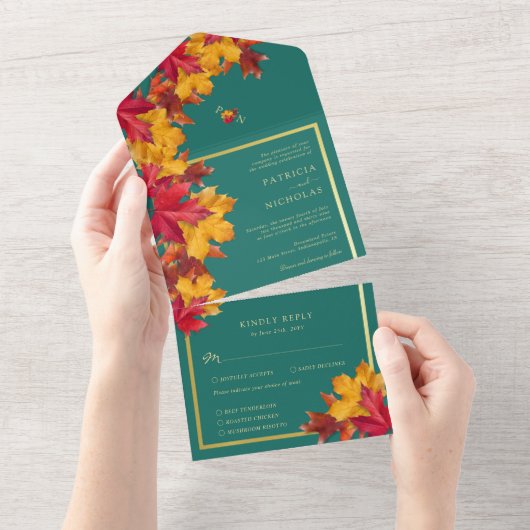 Eine Aquamarine und Fall Fantasy Gold Rustikale Ho All In One Einladung (Abreißen)