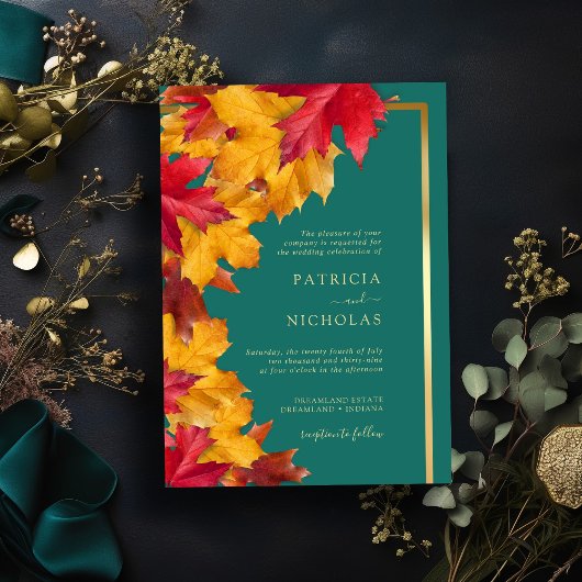 Eine Aquamarine und Fall Fantasy Gold Rustikale Ho Einladung