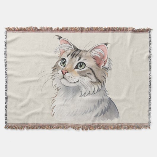 Eine Aquarell-Amerikanische Katze Decke (Vorderseite)