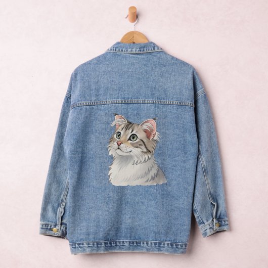 Eine Aquarell-Amerikanische Katze Jeansjacke (Hangar)