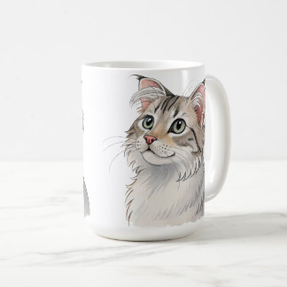 Eine Aquarell-Amerikanische Katze Kaffeetasse