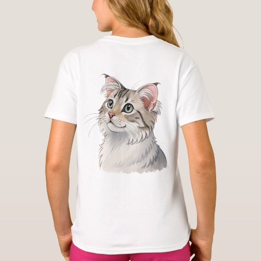 Eine Aquarell-Amerikanische Katze T-Shirt (Rückseite)