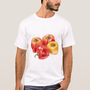 Eine Aquarellfarbe, die vier Paprika-Früchte Zeich T-Shirt