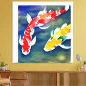 Eine Aquarellmalerei auf Koi Fisch Leinwanddruck (Insitu (Wohnzimmer))