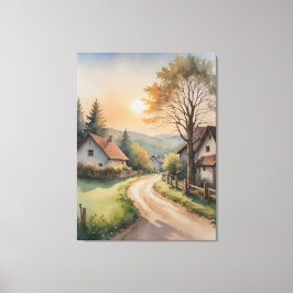 eine Aquarellmalerei und eine Straße Leinwanddruck