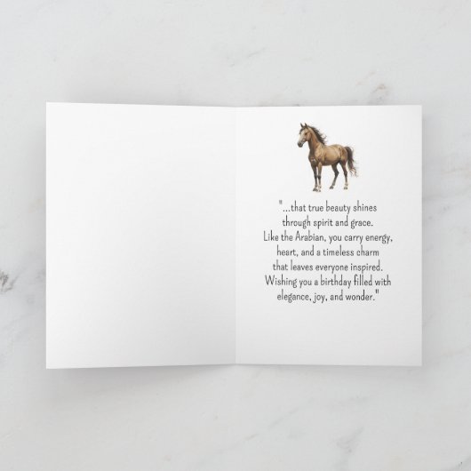Eine arabische Pferdepersönlichkeit zum Geburtstag Karte (Innenseite)