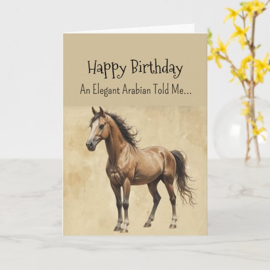 Eine arabische Pferdepersönlichkeit zum Geburtstag Karte (Gelbe Blume)