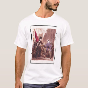 Eine Arbeitskraft, die sein Brot mit einem T-Shirt