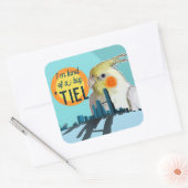 Eine Art großartiger, lustiger Cockatiel Pun Pet B Quadratischer Aufkleber (Umschlag)